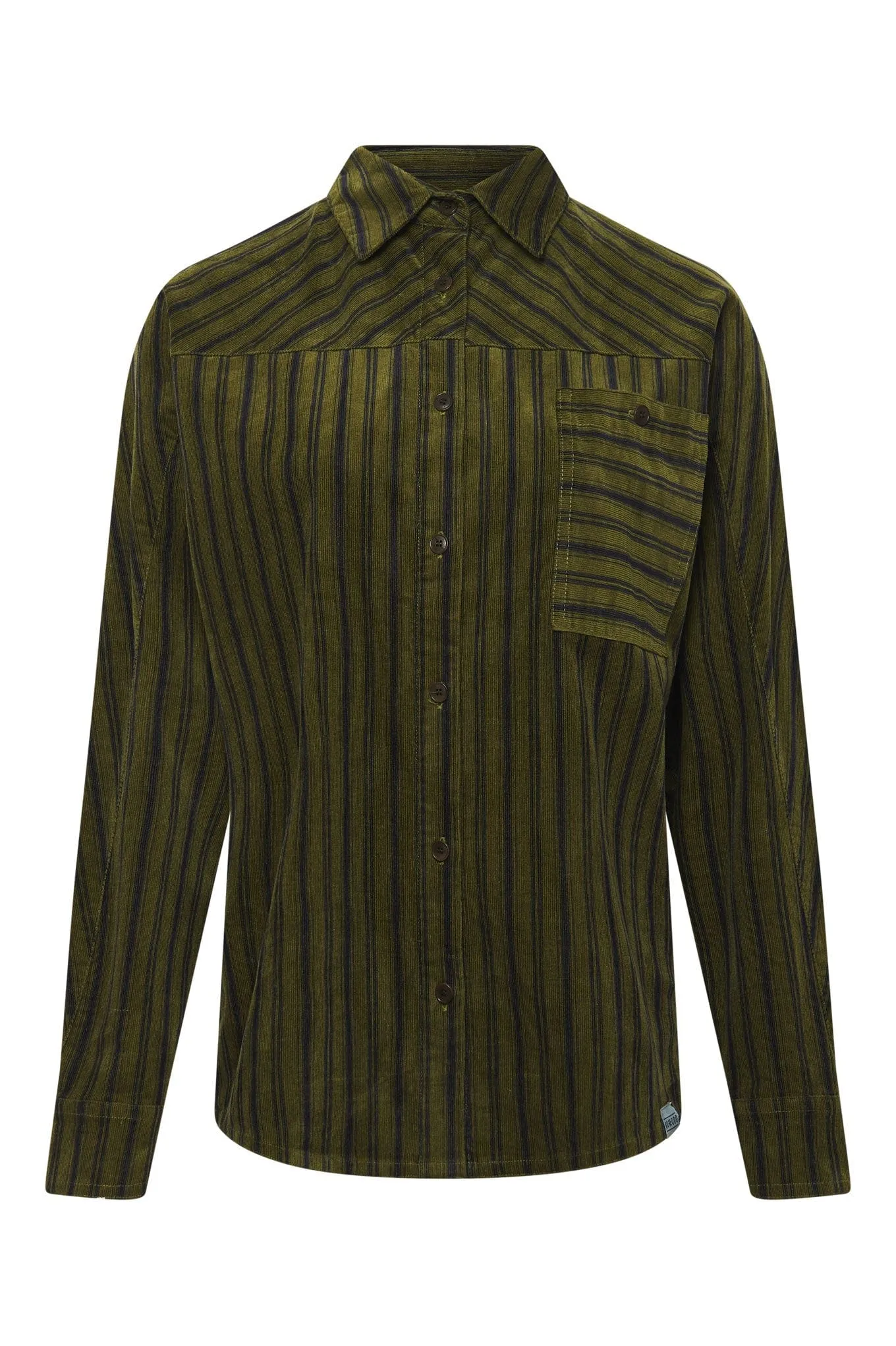 Stella Organic Cotton Needle Cord Shirt | Green Stripe