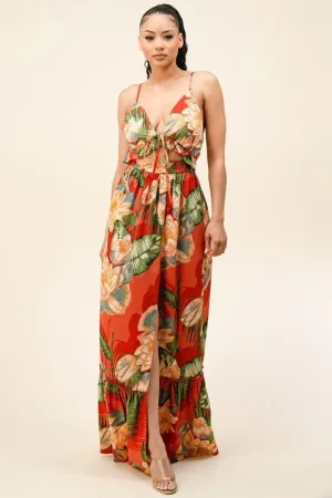 STRAP MAXI DRESS WITH FRONT RUCHED DETAIL