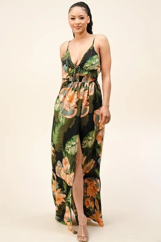 STRAP MAXI DRESS WITH FRONT RUCHED DETAIL