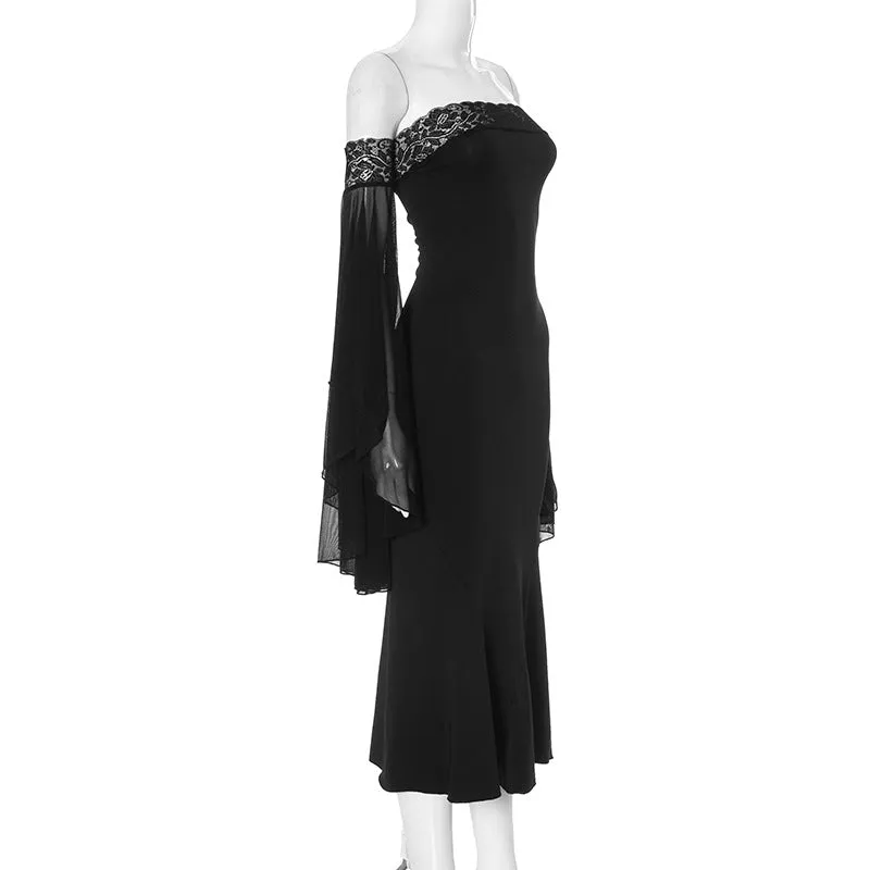 Strapless Lace Slim Maxi Dress