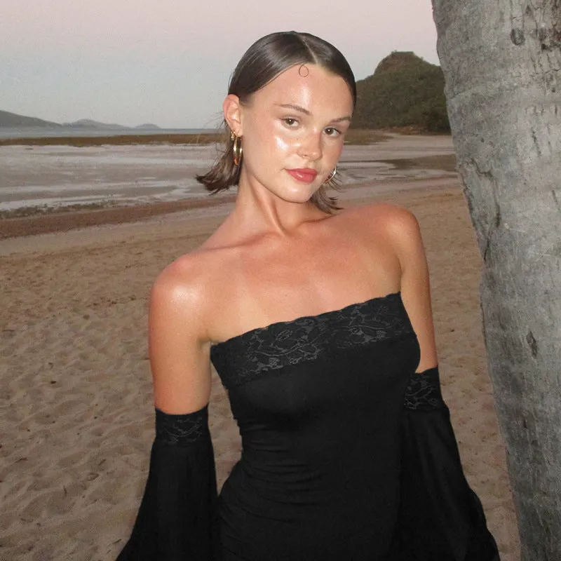 Strapless Lace Slim Maxi Dress