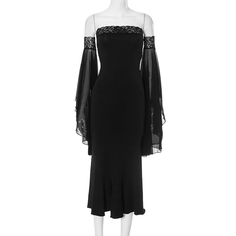 Strapless Lace Slim Maxi Dress