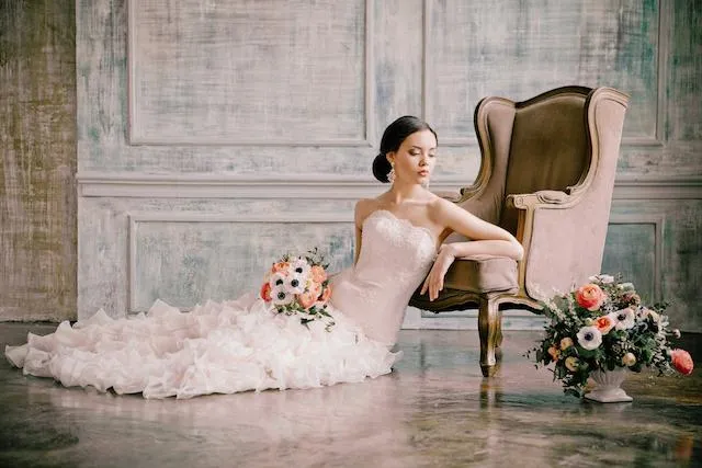 Strapless Lace Wedding Gown with Tiered Organza Skirt