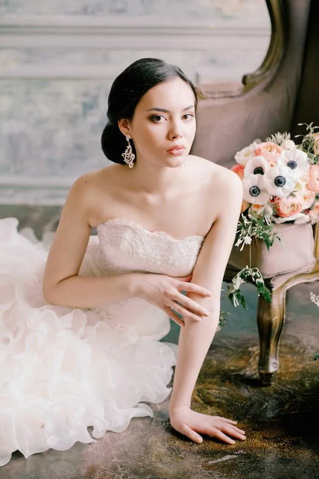 Strapless Lace Wedding Gown with Tiered Organza Skirt