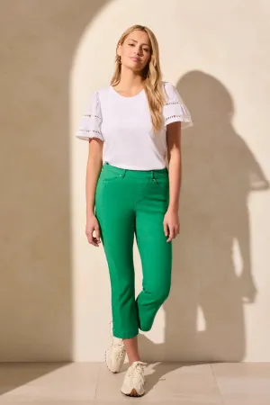 Stretch Cotton Pull-On Straight Leg Capris