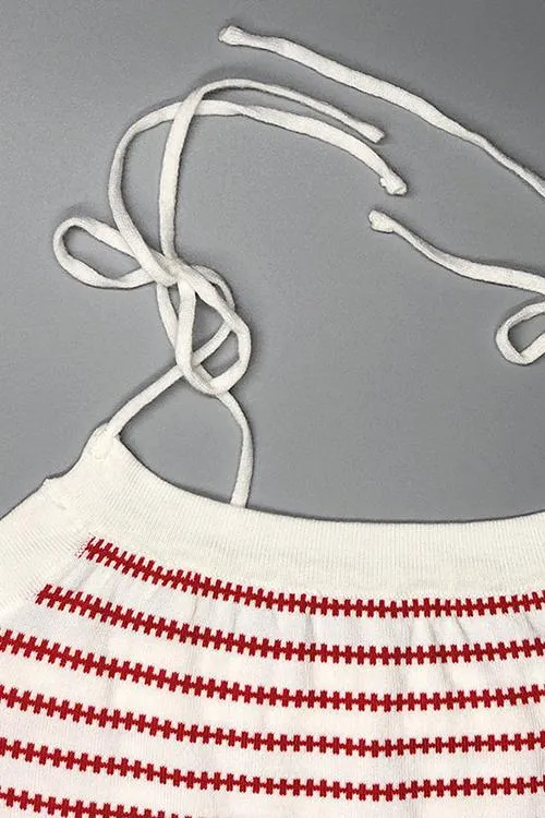 Stripe Lace Up Slip Mini Dress