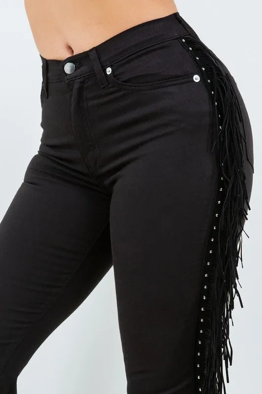 Studded Fringe Bell Bottoms