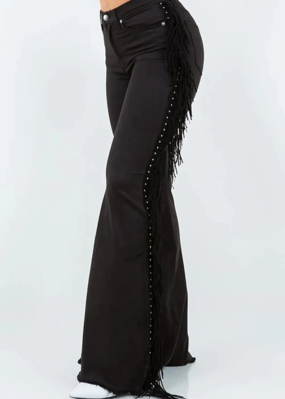 Studded Fringe Bell Bottoms