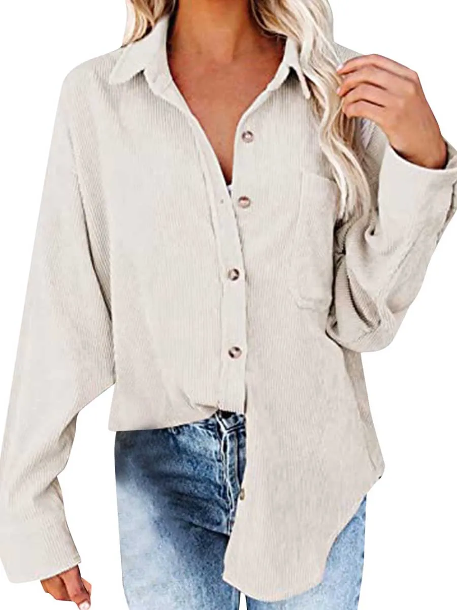 Stunncal Corduroy Lapel Button Down Shirt