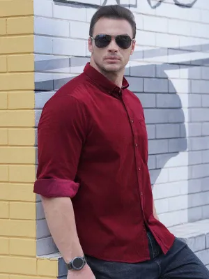 Stylish Plus Size Men's Cozy Corduroy Long Sleeve Shirt for Effortless Casual Looks