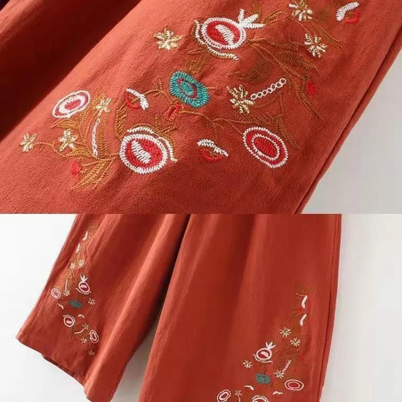 Summer Breeze Embroidered Linen Capris