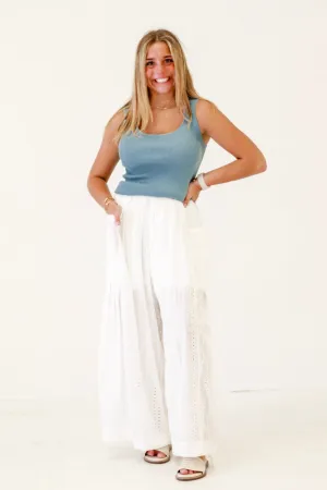Sunshine Breeze Fringe Fun Linen Pants in Off White by Oli & Hali