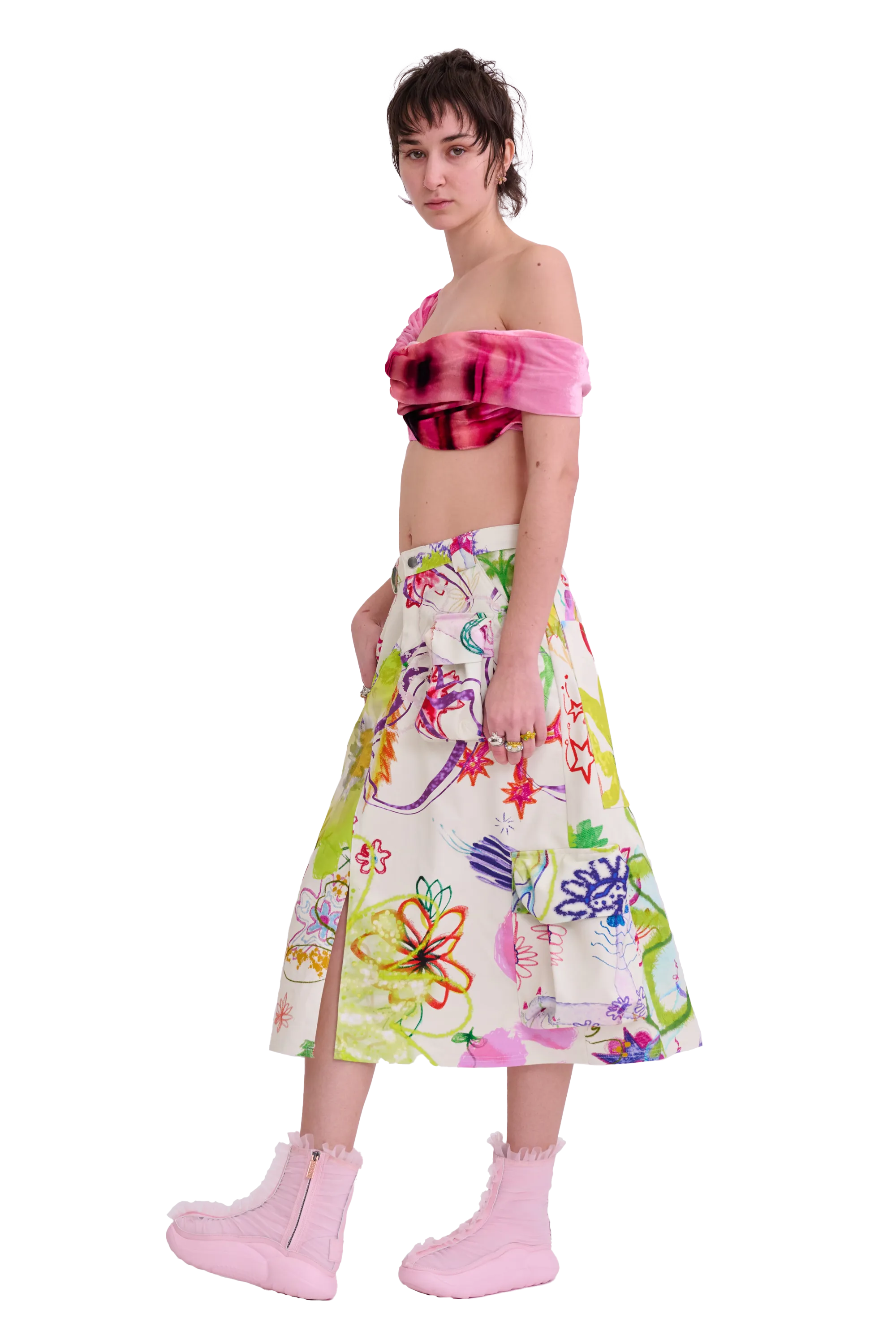 SUPER BLOOM LAWN MIDI CARGO SKIRT