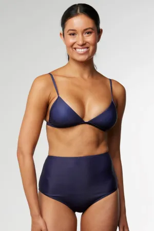 SUSTAINABLE HIGH WAISTED BIKINI BOTTOM IN BLUEBERRY