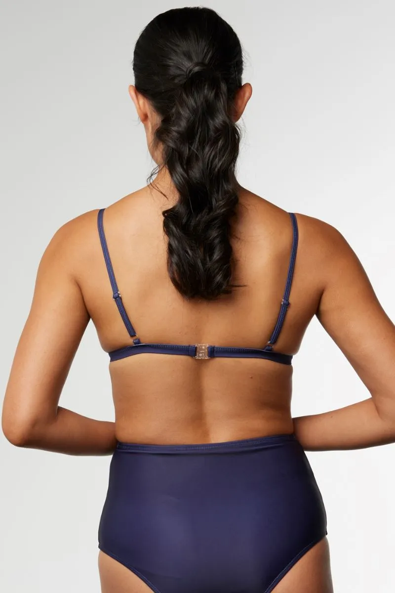 SUSTAINABLE HIGH WAISTED BIKINI BOTTOM IN BLUEBERRY
