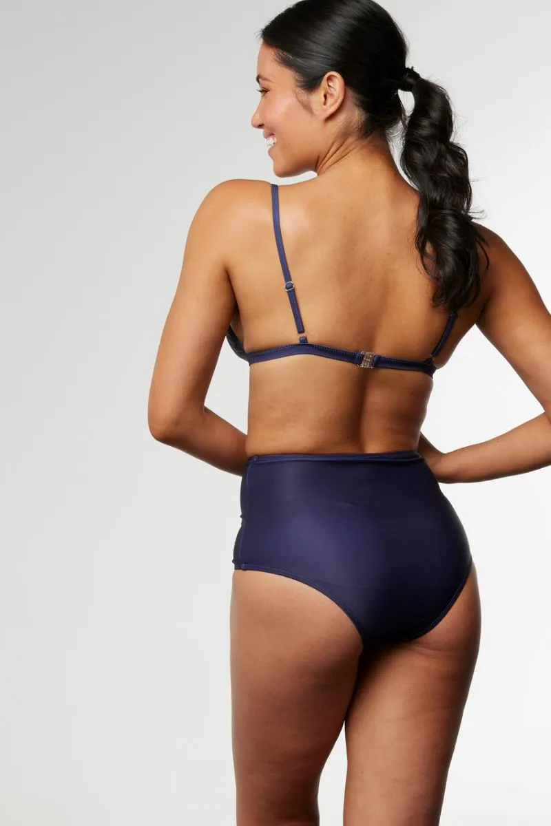 SUSTAINABLE HIGH WAISTED BIKINI BOTTOM IN BLUEBERRY