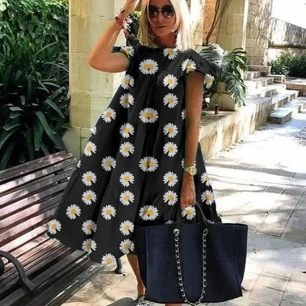 Sweet Floral Print A Line Dresses