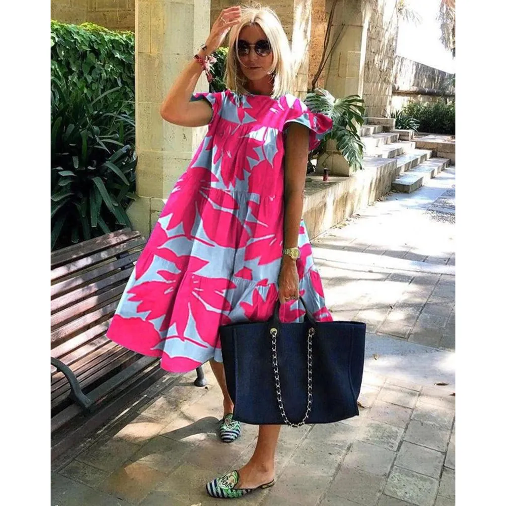 Sweet Floral Print A Line Dresses