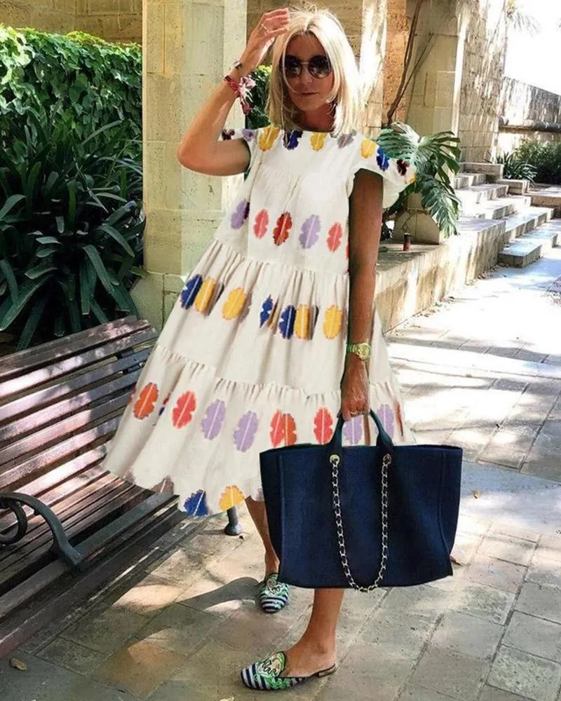 Sweet Floral Print A Line Dresses