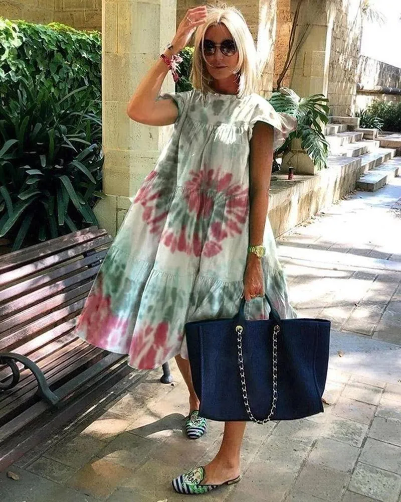 Sweet Floral Print A Line Dresses