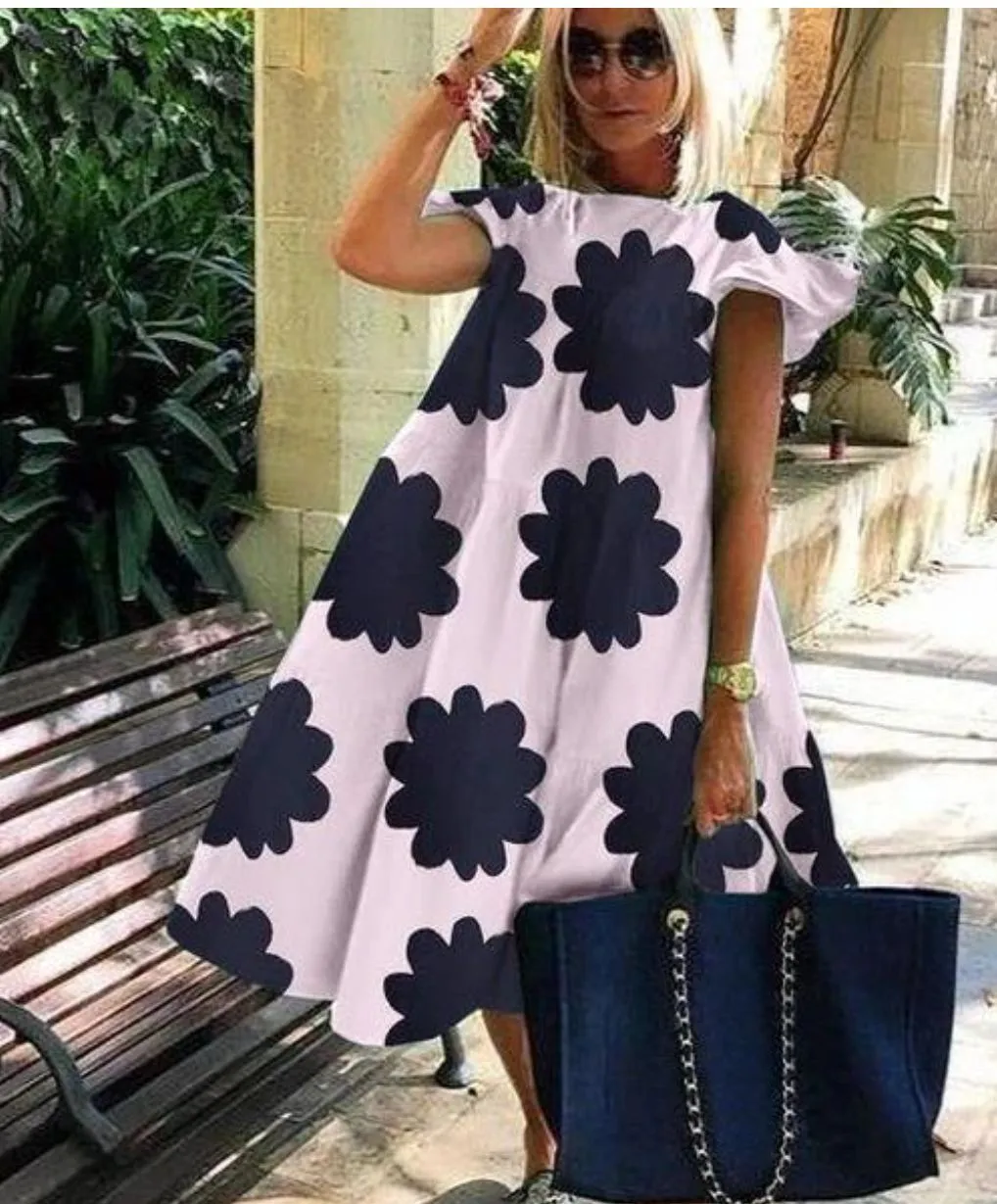 Sweet Floral Print A Line Dresses