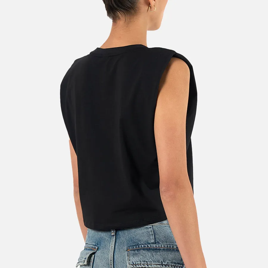 T-shirt crop de algodón con hombreras