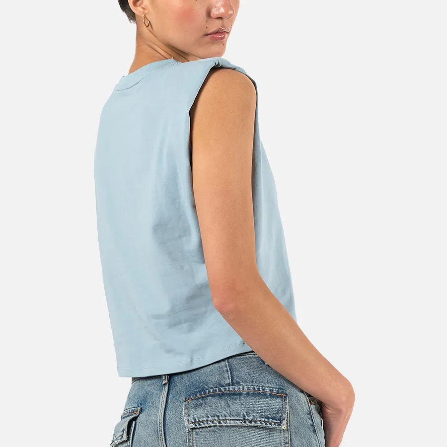 T-shirt crop de algodón con hombreras