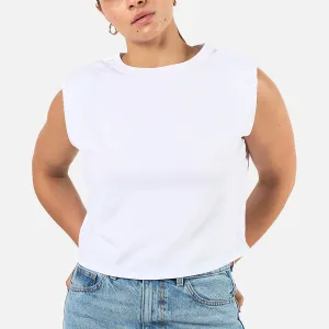 T-shirt crop de algodón con hombreras