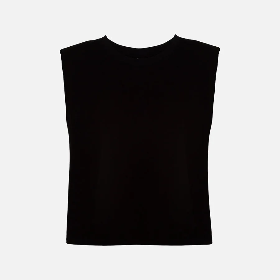 T-shirt crop de algodón con hombreras