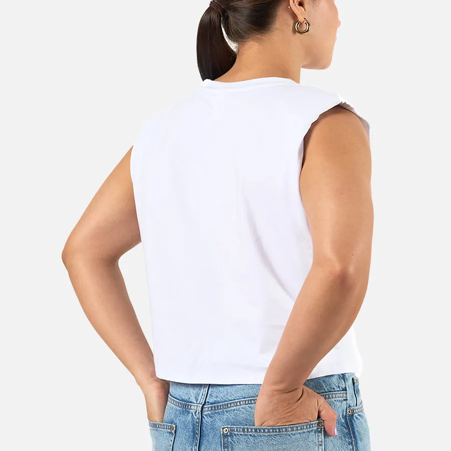 T-shirt crop de algodón con hombreras