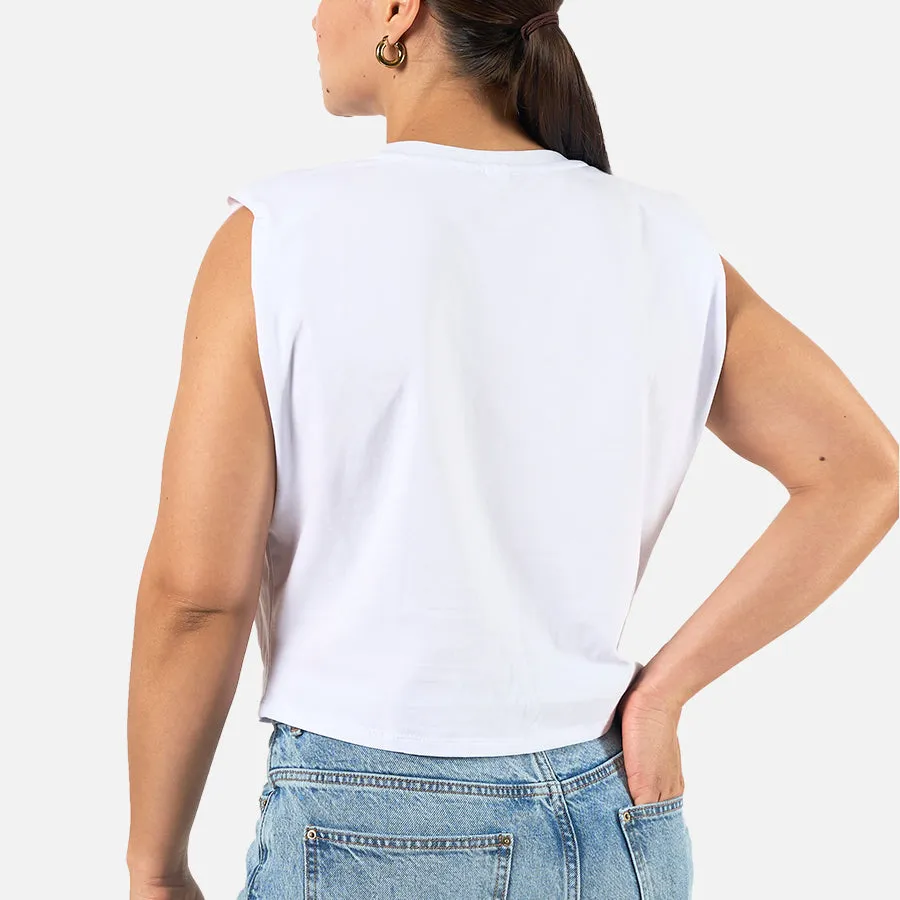 T-shirt crop de algodón con hombreras