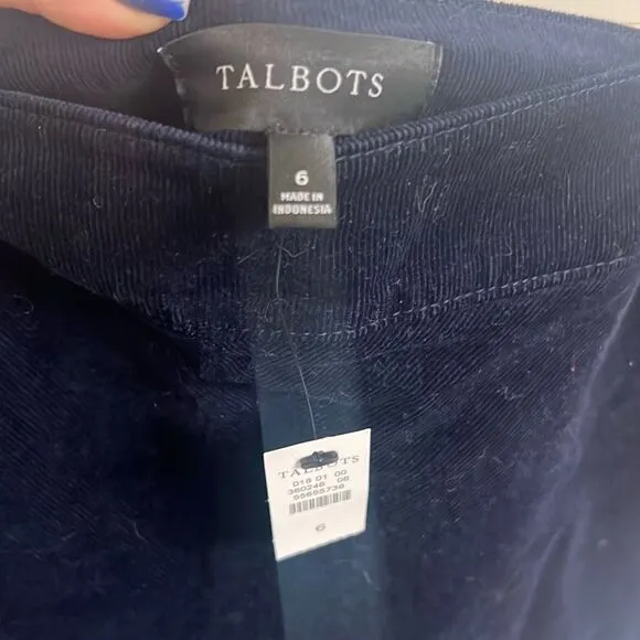 ✨TALBOTS NAVY COTTON BLEND CORDUROY A-LINE SZ 6 SKIRT✨