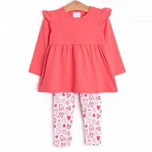 Tara Hearts Tunic Set, Pink
