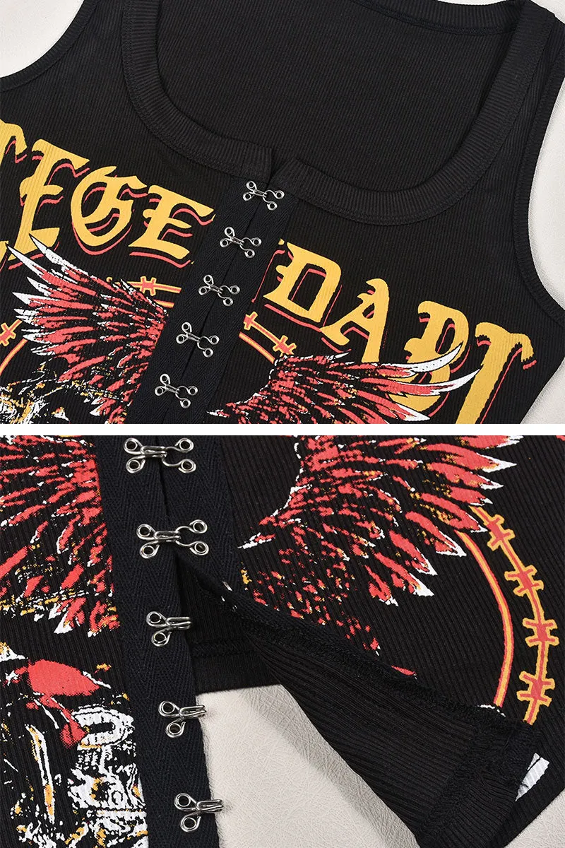 TF0366 Graphic Corset Tank Top