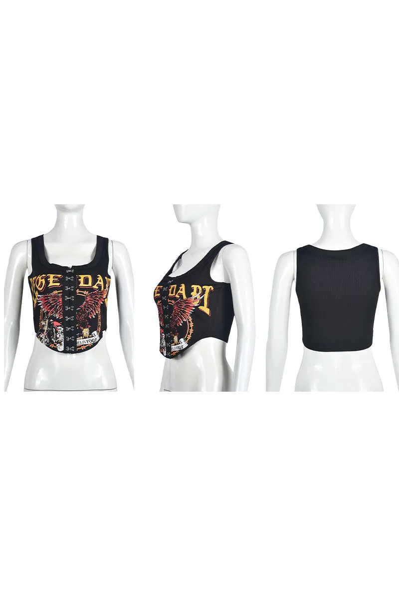TF0366 Graphic Corset Tank Top