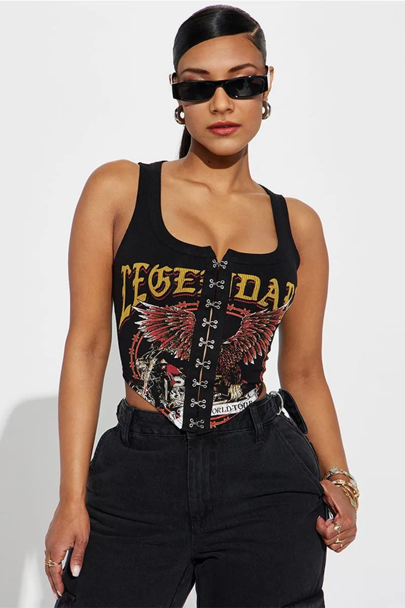 TF0366 Graphic Corset Tank Top