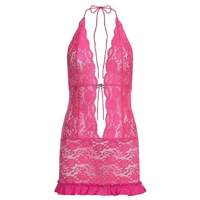 THAT'S HOT Lace-Up Mini Halter Dress