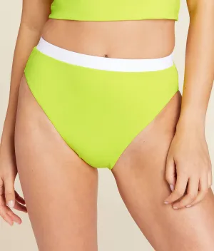 The Archive Banded High Waist Bikini Bottom - Flat - Neon Lemon