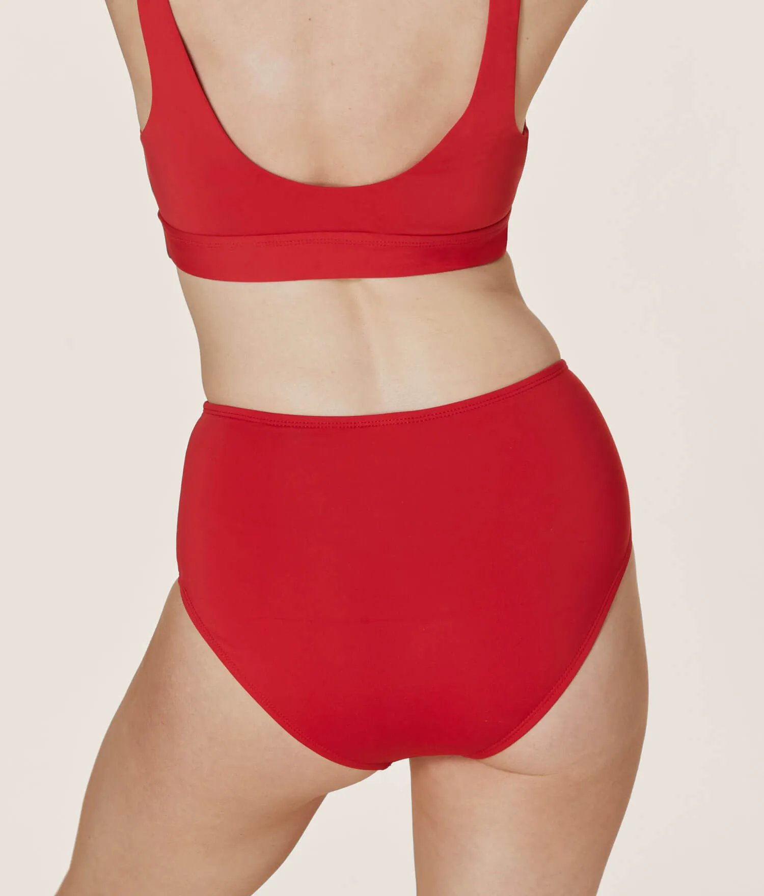 The High - Waisted - Bottom - Flat - Cherry Red