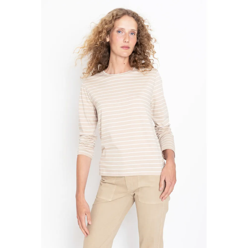 The Modern Long - Sand/White Pinstripe