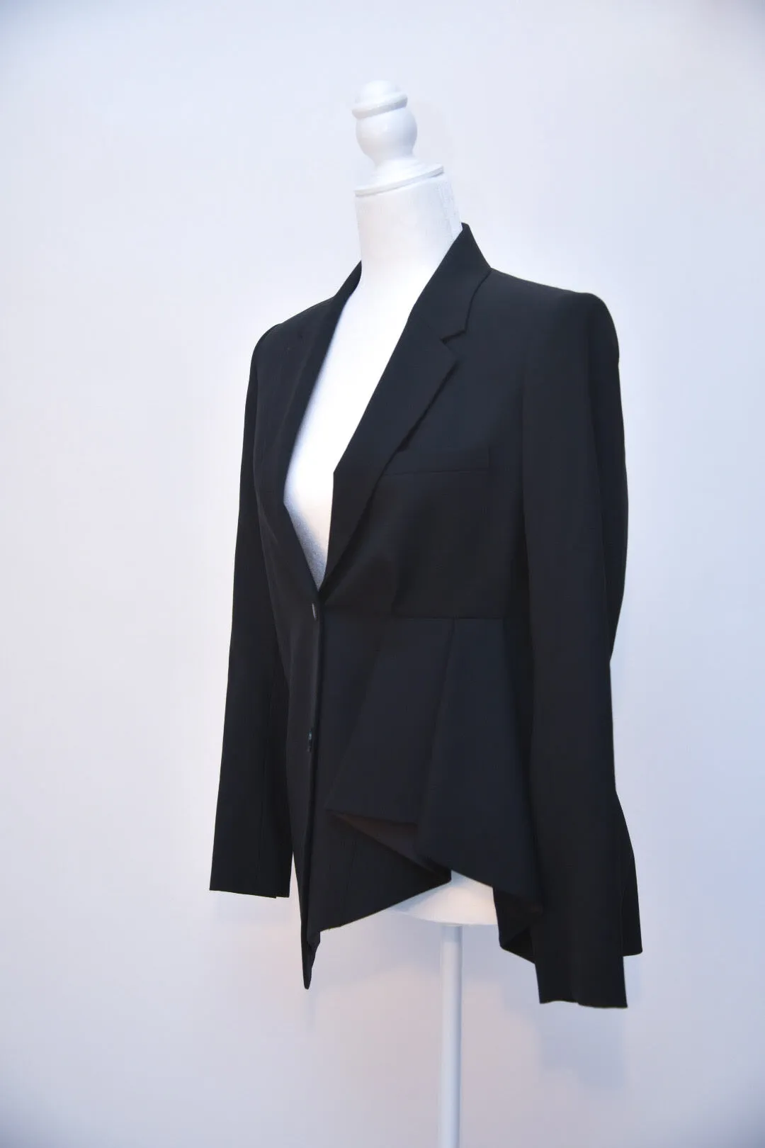 Theory Black Blazer with Side Pleated Detail