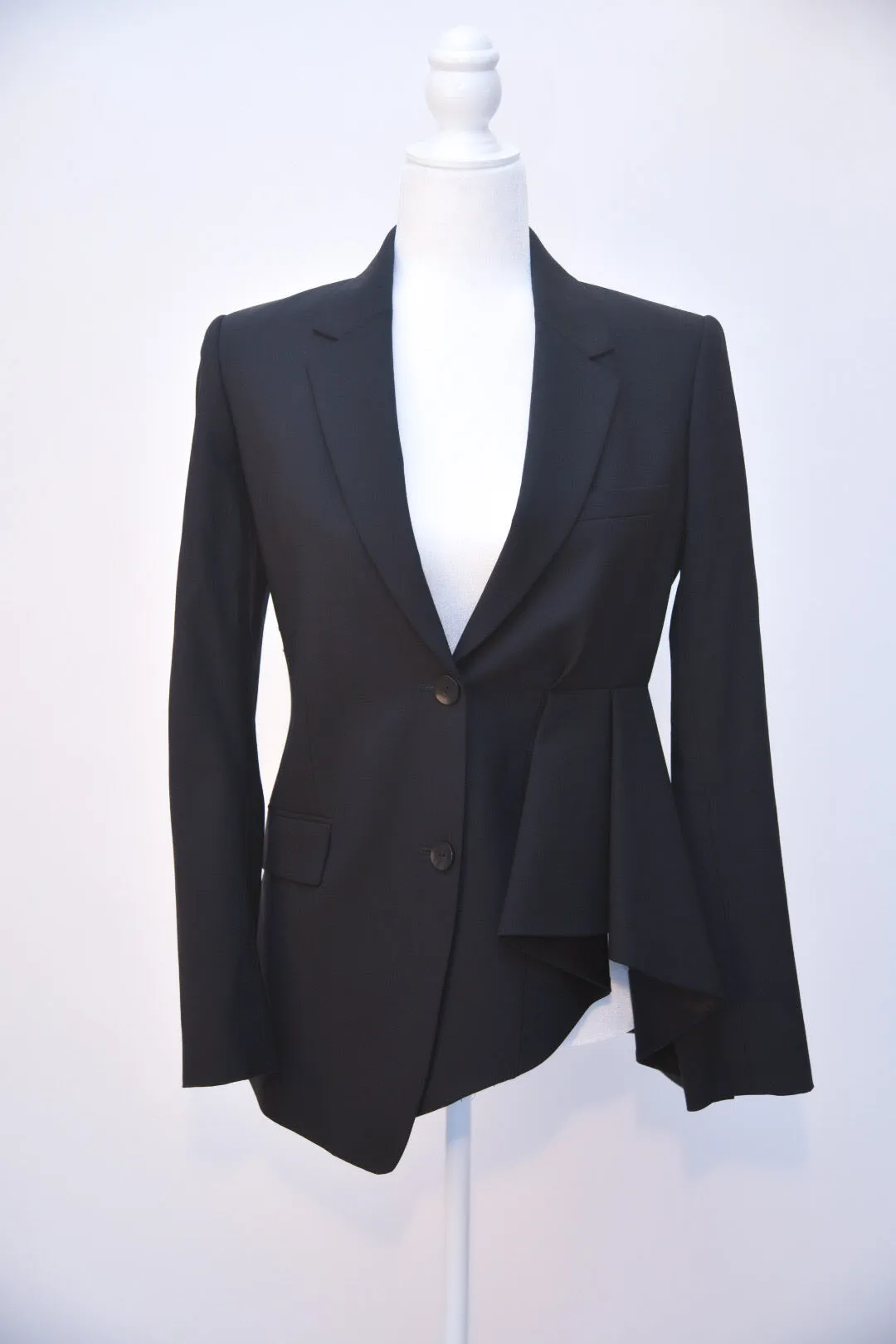 Theory Black Blazer with Side Pleated Detail
