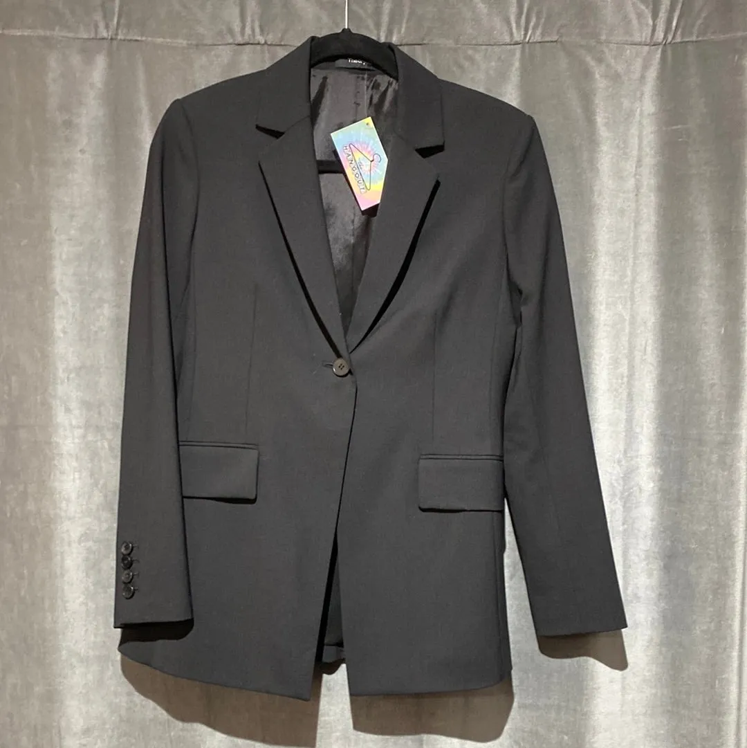 Theory Classic Stretch Wool SIngle Button Black Blazer