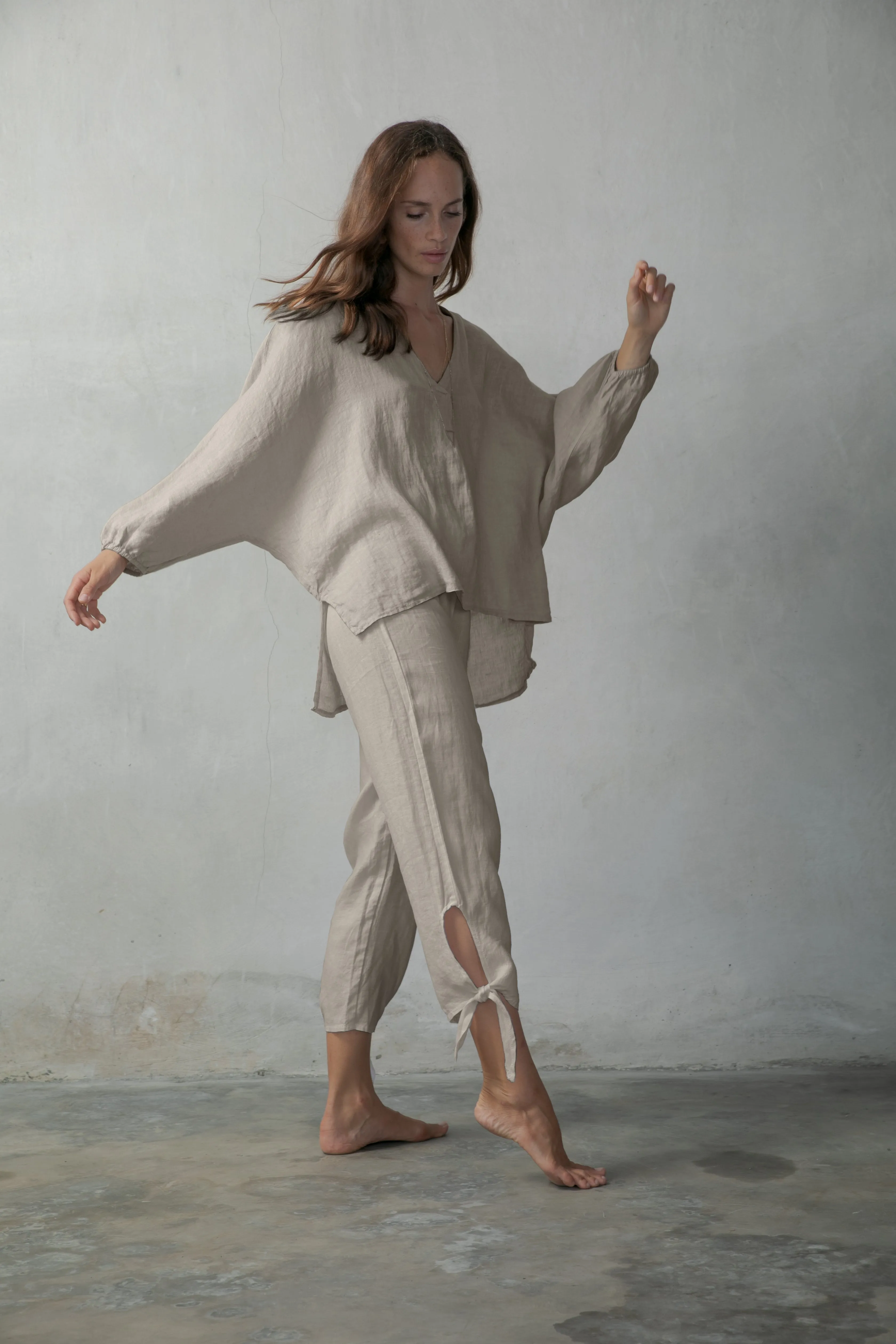 Tie Knot Capri Pants Oatmeal