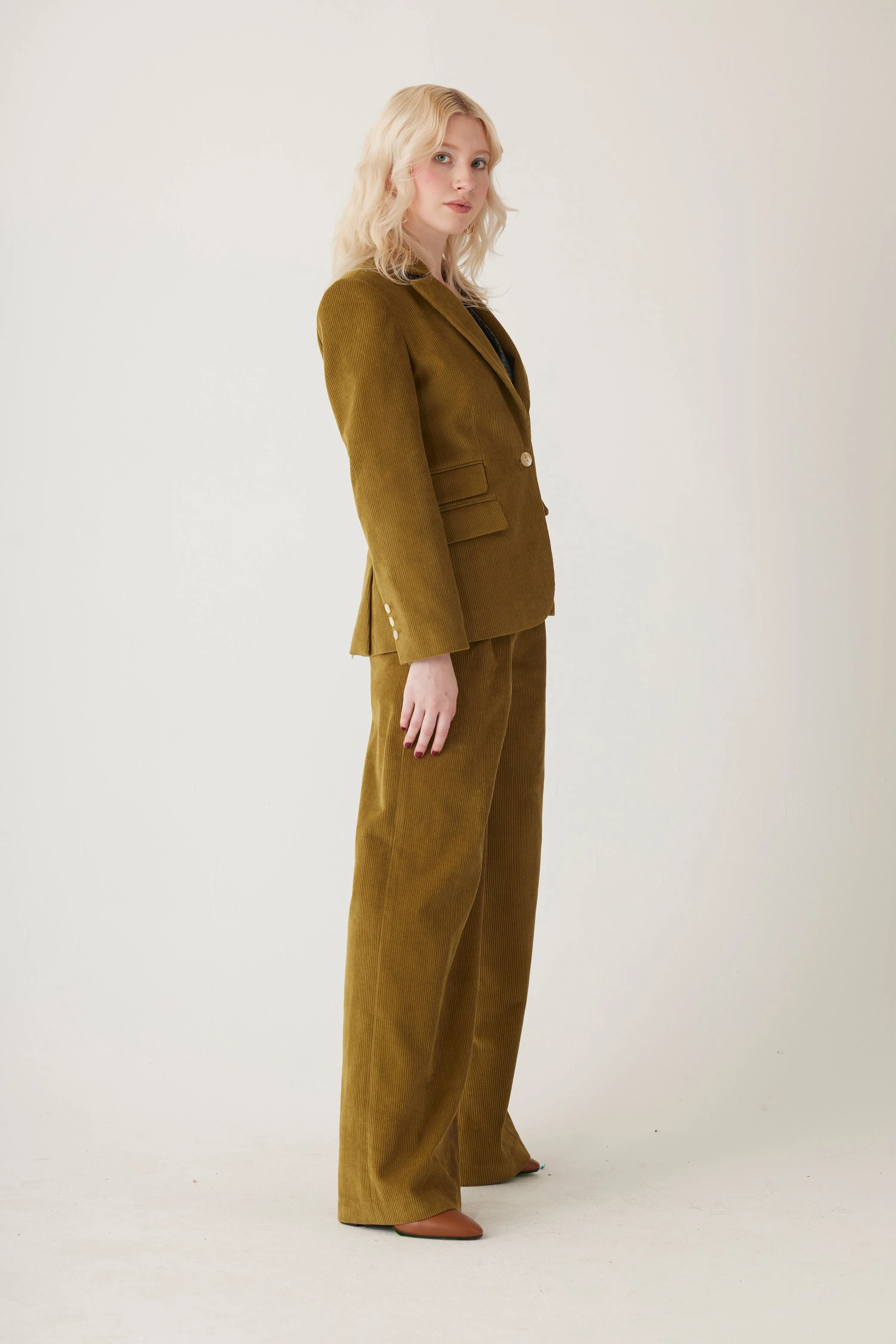 Tilda Blazer in Fine Wale Fern Corduroy