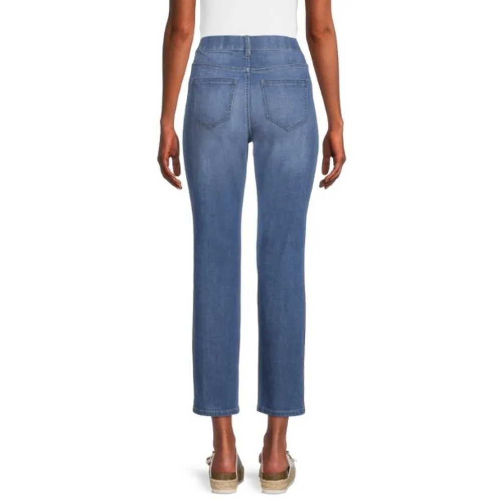 Time and Tru Women's Mid Rise  Straight Pull On Jeans