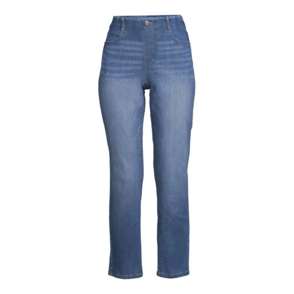 Time and Tru Women's Mid Rise  Straight Pull On Jeans