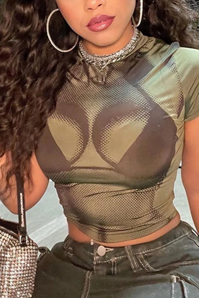 TJ658 Graphic Crop Top