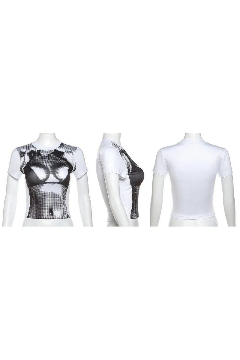 TJ658 Graphic Crop Top