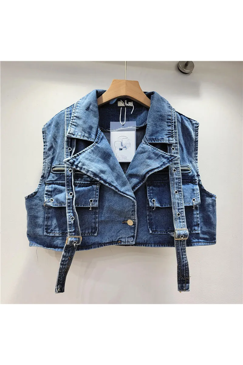 TK0693 Denim Vest Top